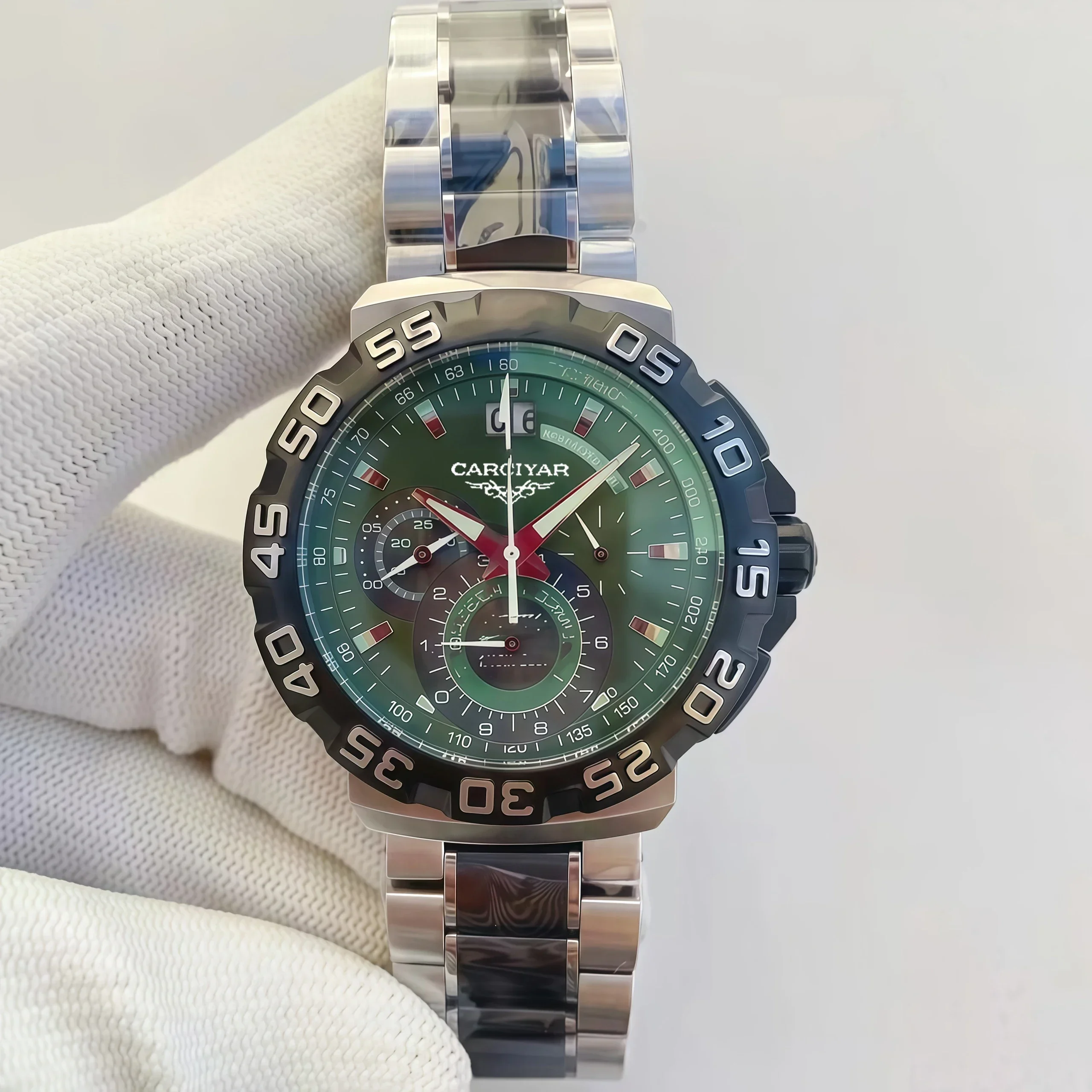 A188 Store 46MM Unisex Stainless Steel Sports Watch 904L World Time, Full-Featured, Racing Series