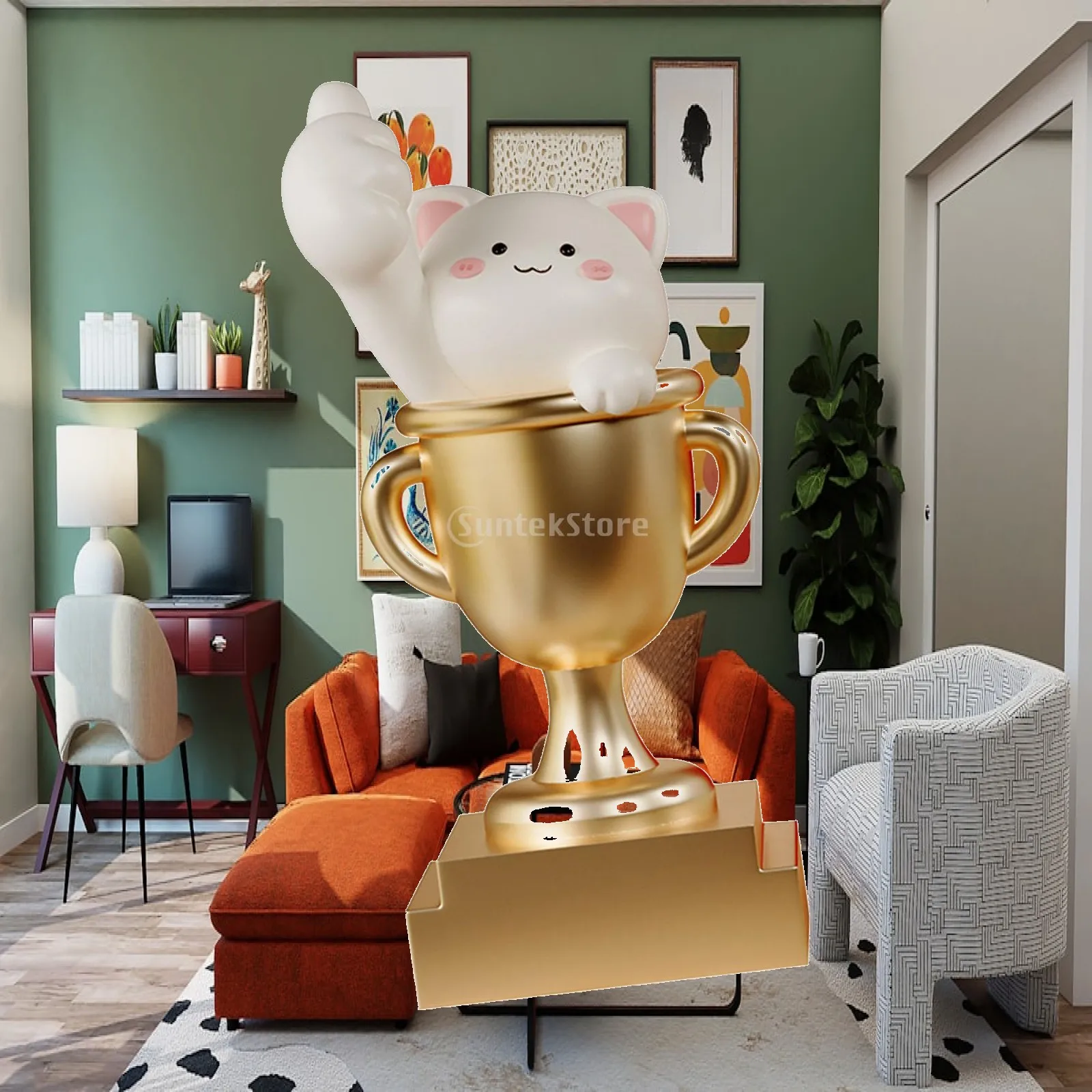 Trophy Statue Souvenir Graduation Gift Resin Craft Cute Sculpture Collectible Figurine for Hallway Office Shelf Cabinet Tabletop