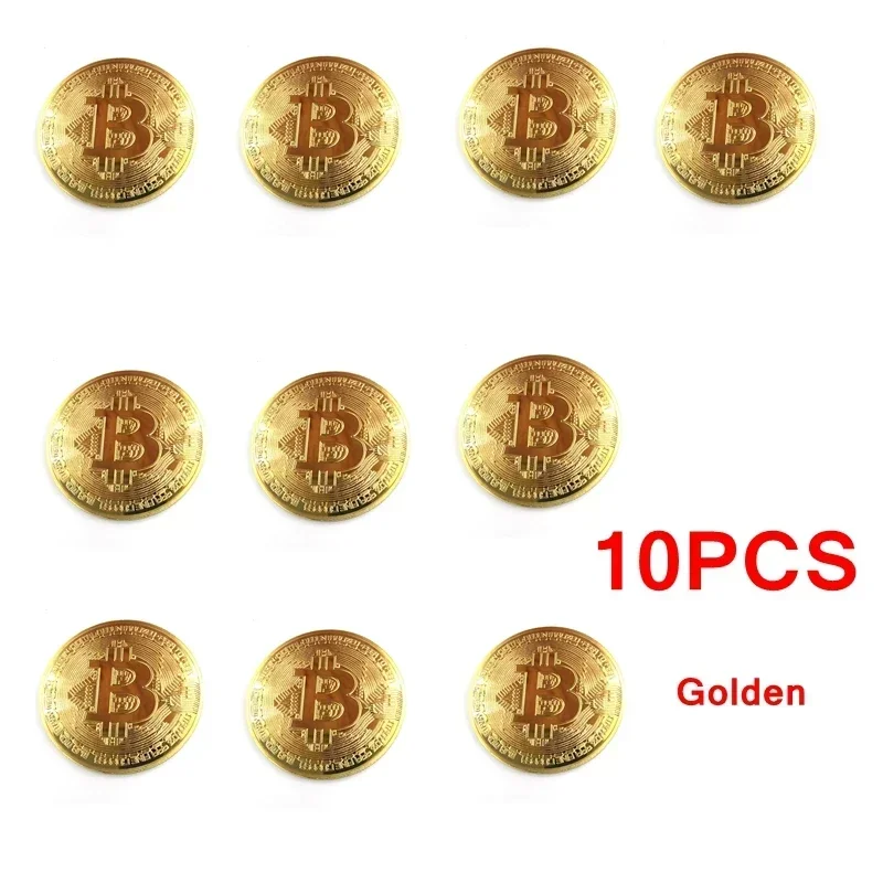 10/50 Buah Koleksi Koin Bitcoin Berlapis Emas Hadiah Koleksi Seni Peringatan Fisik Casascius BTC Logam Imitasi Antik