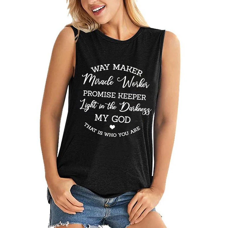 

New Fashion Women'S Vest Christian Printed Sleeveless Loose Soft And Comfortable Thin Summer Tank Top(Premium Tank Top)