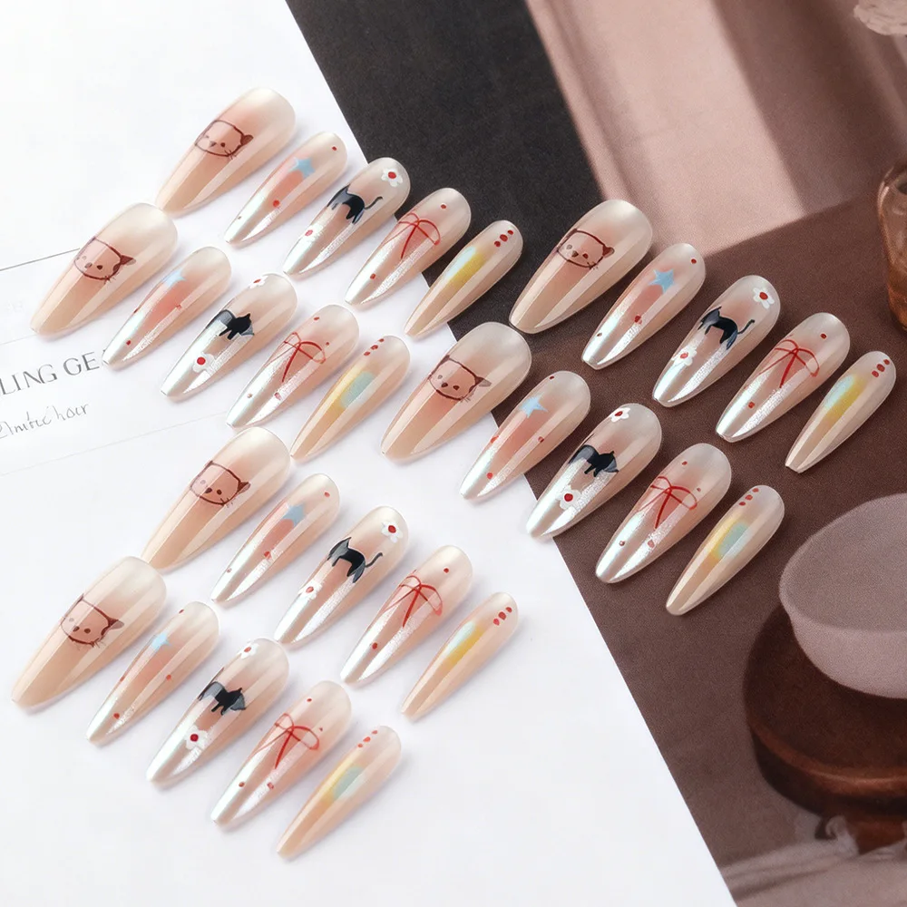 24pcs fake nail art, long almo - Nail Art Full Cat Eye avis et prix