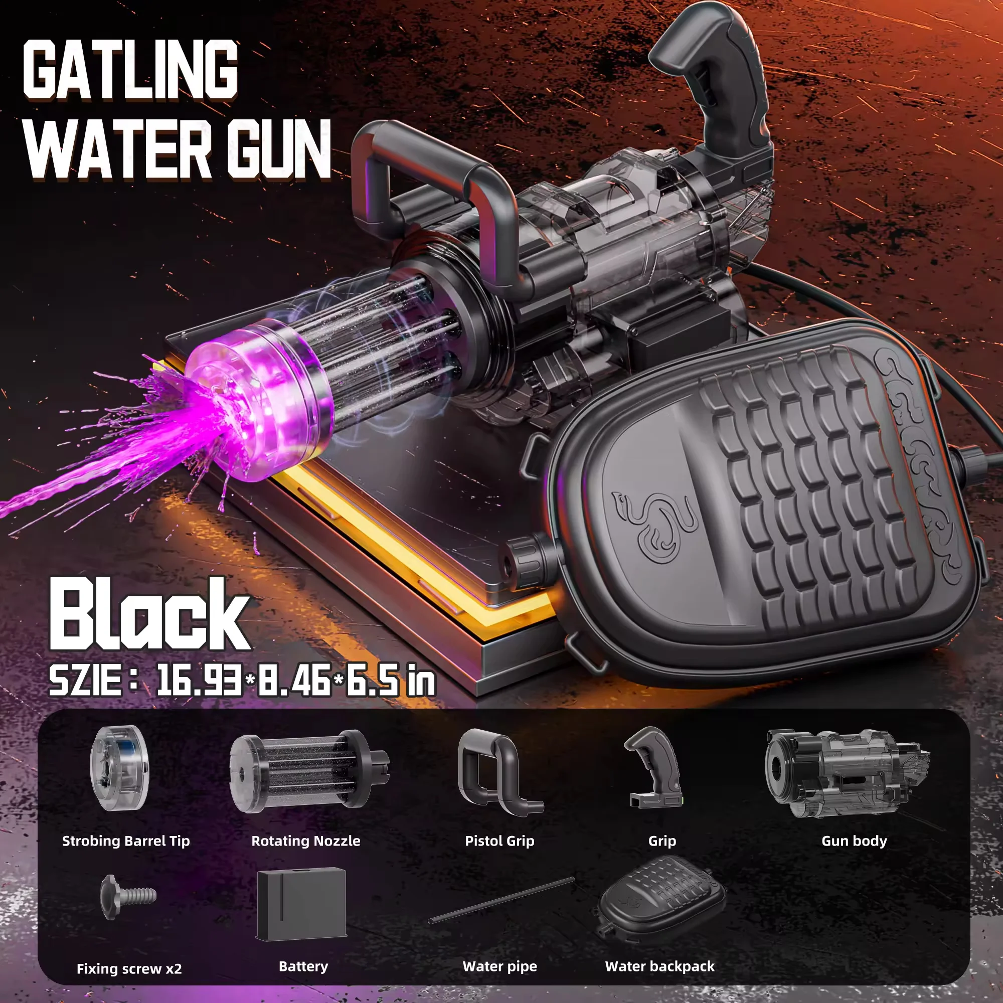 Children Simulated Firing Electric Water Gun Toy Gatling Automatic Continuous Shooting Water Pistol Summer Outdoor Toys for Kids view 6
