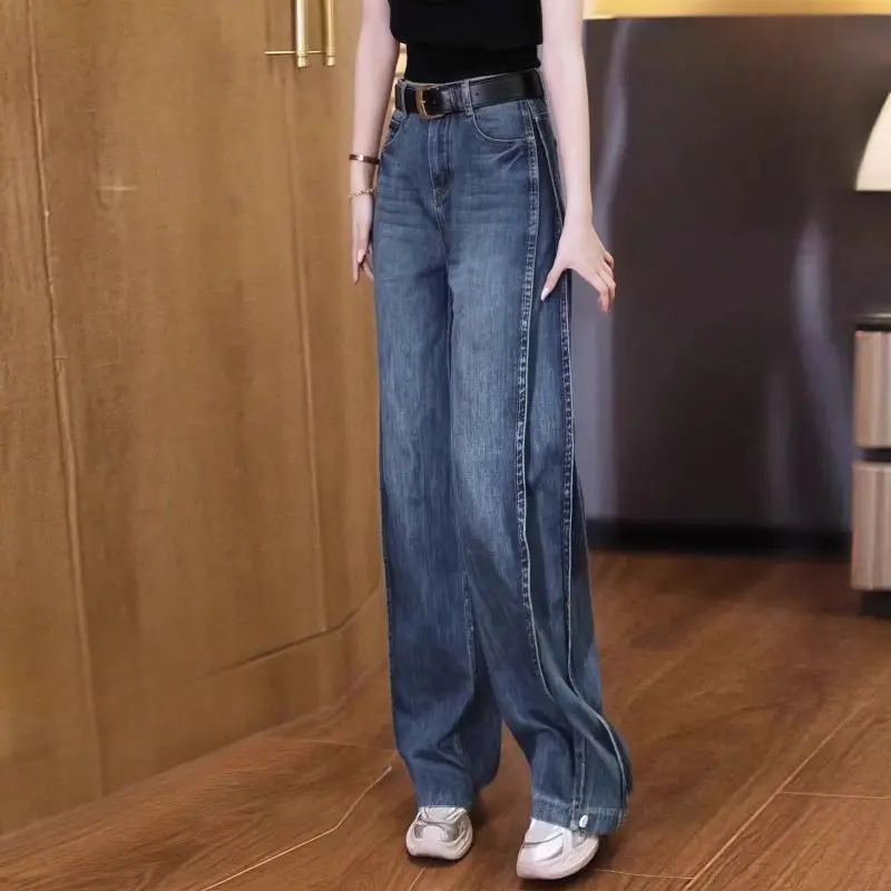 

Retro jeans narrow version curved knife wide leg pants for women's New Year spring and summer women's pants