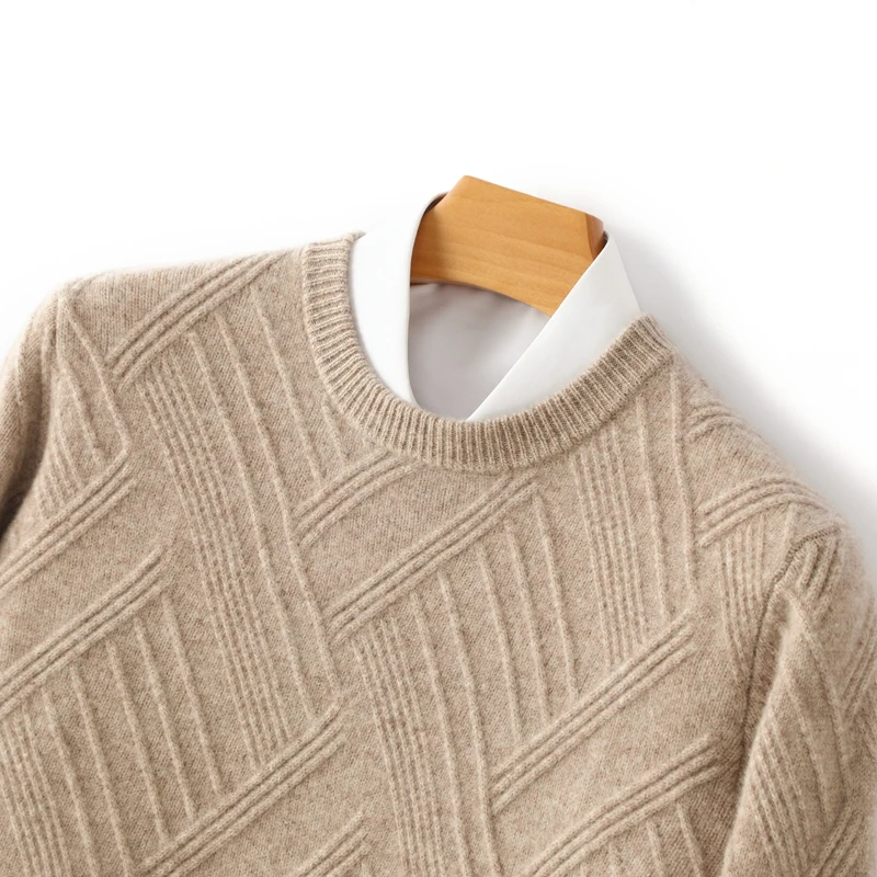 

Men's Spring Winter Thick Sweater O-neck Long Sleeve Pullover 100% Merino Wool Soft Warm Casual Cashmere Knitted Jumper New Top