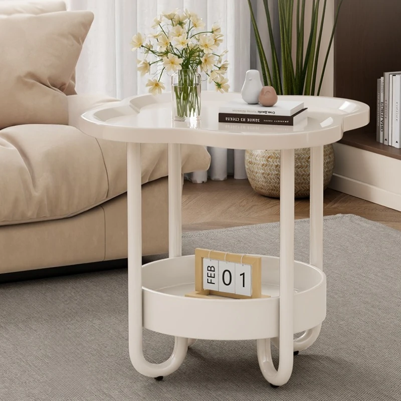 كريم طاولة جانبية صغيرة طاولة القهوة بسيطة الحديثة غرفة المعيشة أريكة طاولة صغيرة موضة شخصية شرفة اللوح الأمامي الزاوية