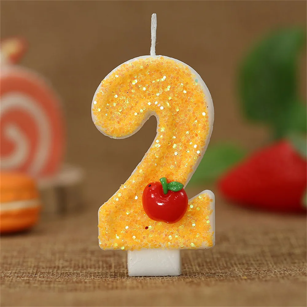 3D Apple Designed Digital Candle Cake Topper Number 0-9 Birthday Candle Decorations Happy Birthday Candles Anniversaries ﻿