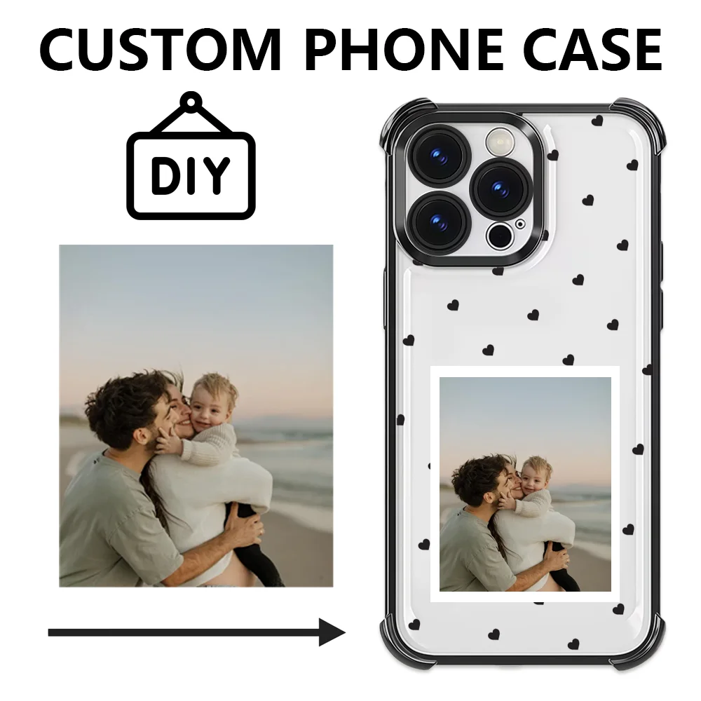 DIY Custom Photo Transparent Electroplating Phone Case For iPhone 18 17 16 15 14 13 12 11 Pro Max 16e 17e Air Plus Shock Cover