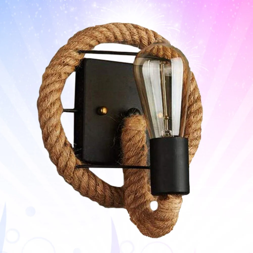

American Style Retro Hemp Rope Wall Lamp Vintage Bedroom Living Corridor Balcony Decorative Wall Light E27 Rope Bed Light