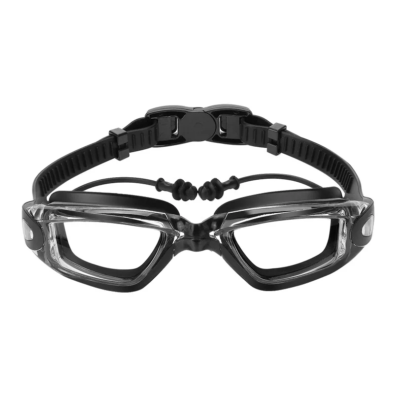 Espejo de natación con luz plana HD antivaho, gafas de natación de Marco grande, equipo de natación impermeable para hombres y mujeres adultos