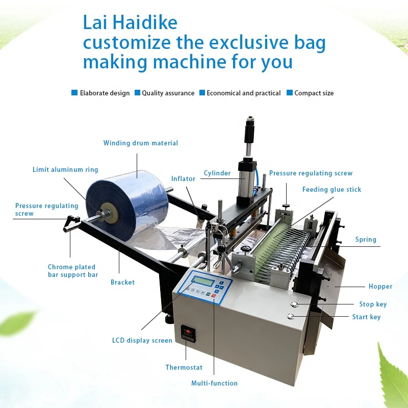 Wholesale quality small plastic flat pocket automatic heat sealing cold cutting bag making machine with good price