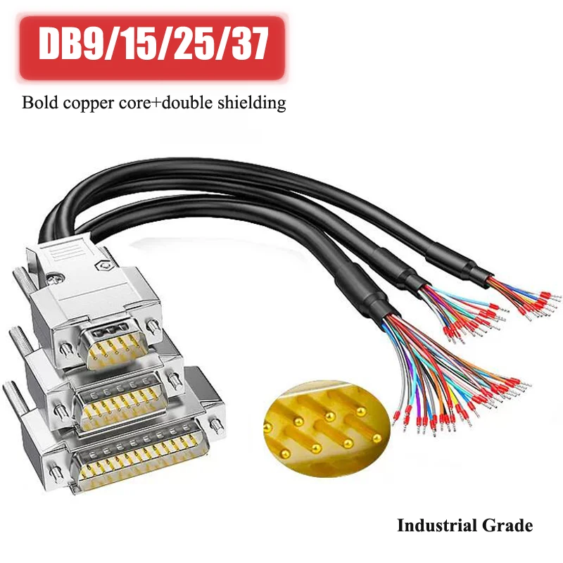 DB9 DB15 DB25 Connector Cable Industrial Male Female Connector Cord Shielded Signal Wire 9/15/25 Pin Com RS232 Serial Port Line