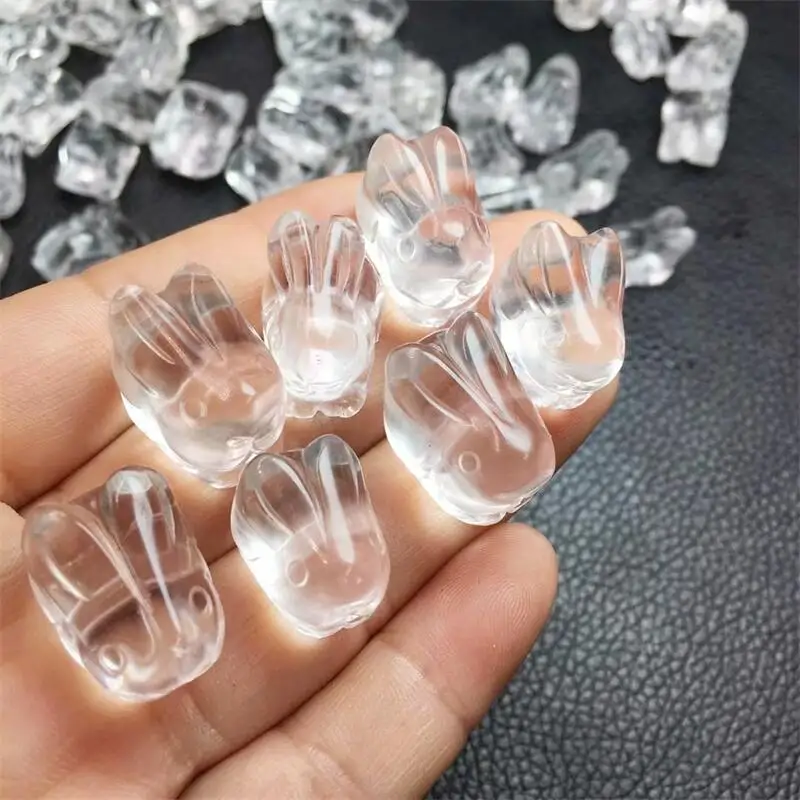 

5PCS Natural Clear Quatrz Rabbit Mini Carvings Quartz Crystal Healing Stone Craft Figurine Home Room Decor DIY Jewelry 12-17mm