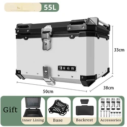 55L Aluminum Alloy Universal Motorcycle Rear Trunk Luggage Motorbike Waterproof Tail Box Storage Box Top Case 탑박스