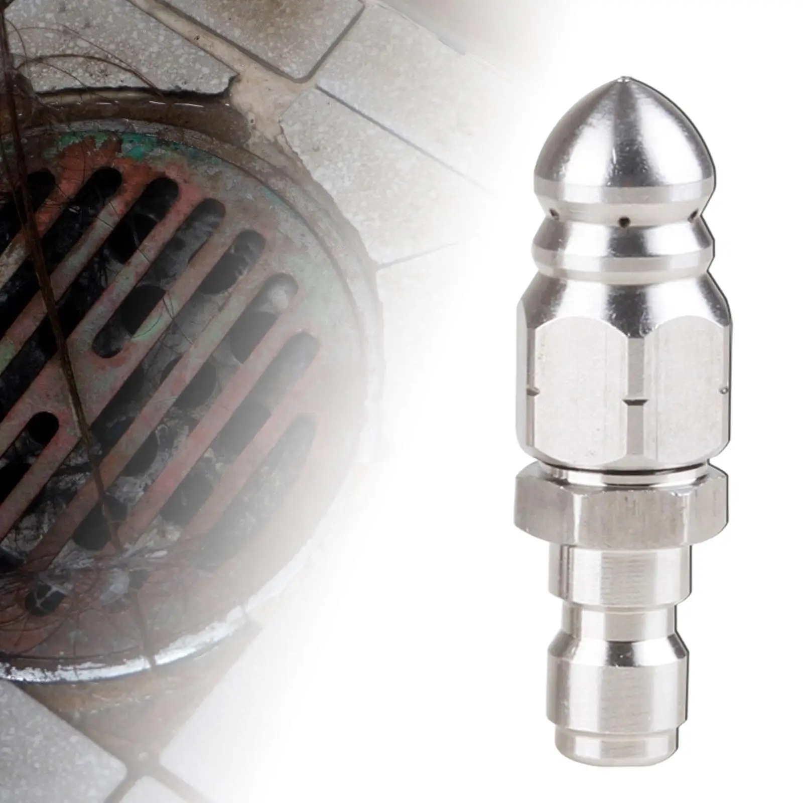 Sewer Nozzle Stainless Steel High Pressure Washer Nozzle Head Quick Connector for Industrial Cleaning Pipes