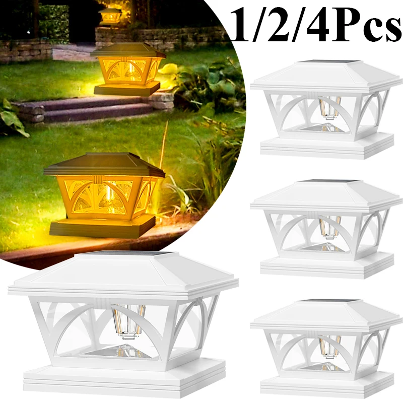 

1/2/4Pcs Solar Lights Outdoor LED Post Deck Cap Fence Lights Waterproof IP65 Garden Gate Solar Powered Lamp Decoration