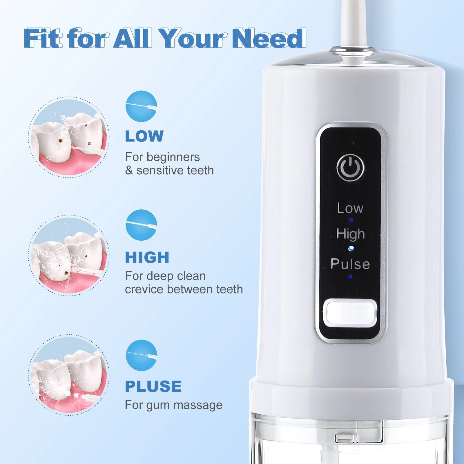 4 Modes Oral Irrigator Water Dental Flosser Cordless for Teeth Rechargeable IPX7 Waterproof Teeth Cleaner Home Travel Oral Care