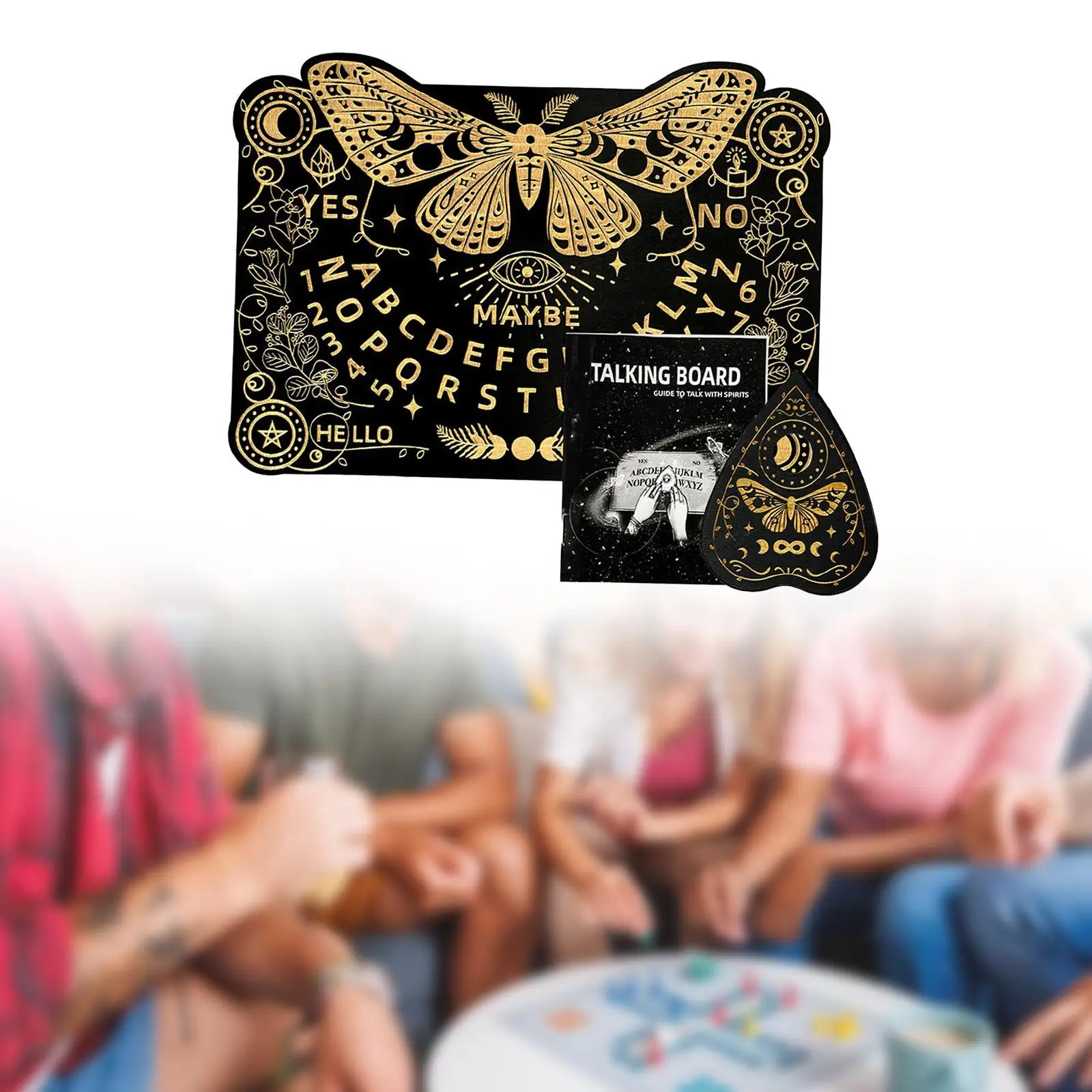 Talking Spirit Board Butterfly Engraved for 2 or More Players with Guide Book Accessories with Planchette for Party Teens Adults