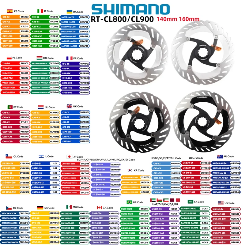 Shimano RT-CL800 RT-CL900 Brake Rotor CENTER LOCK ICE TECHNOLOGIES FREEZA 140mm 160mm ULTEGRA  XTR DURA-ACEShimano Bike Part