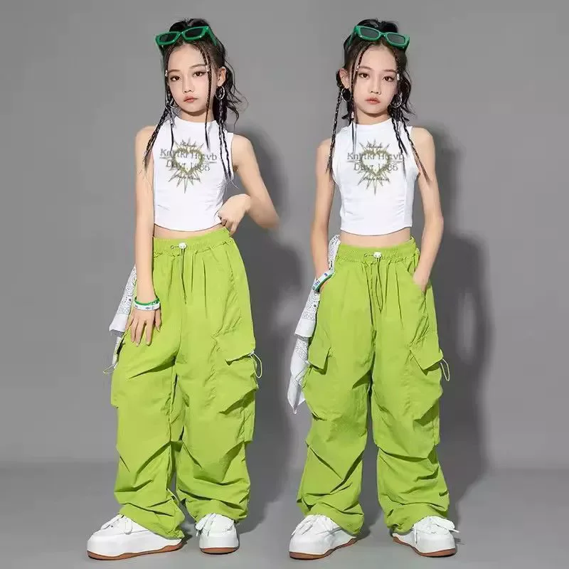 New Spring Summer Teenage Girls Pants Trousers Kids Cargo Pants For Fashion Children Bottoms Wide Leg Long Pants 8 10 12 14Years