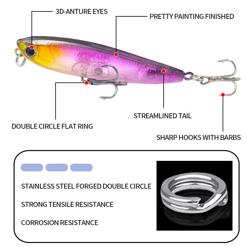 Neue Farben 60mm 3g Ima Topwater Angelköder Pugachevs Cobra 60 Künstlicher Stickbait Pencil Bait Salzwasser für Meerbrasse und Rockfish – Detail 8