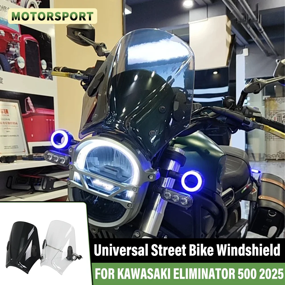 Für KAWASAKI ELIMINATOR 500 2025 VULCAN S W800 Verschiedene Street Bikes Runde Scheinwerfer Universal Motorrad Windschutzscheibe Windschutzscheibe