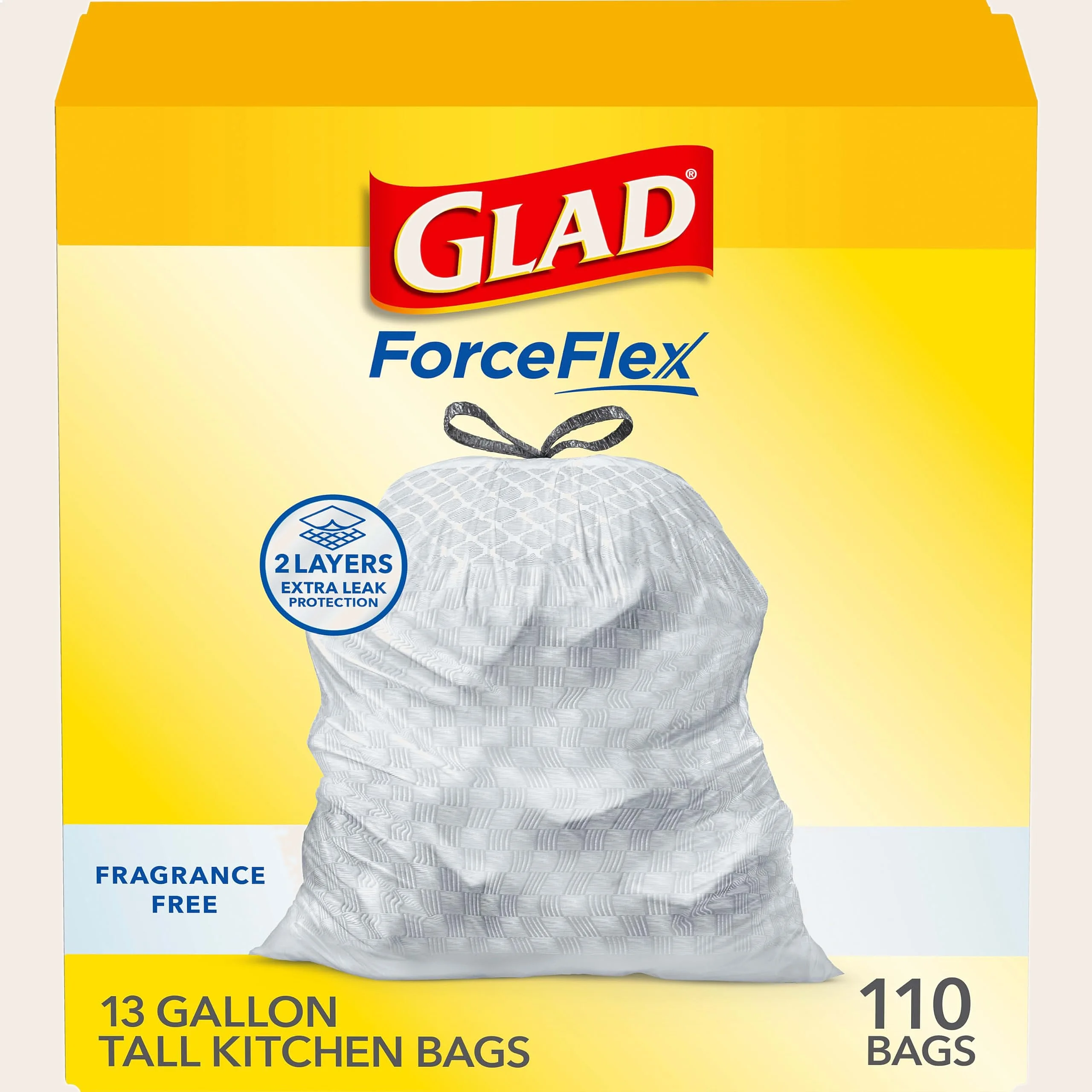 13 Gallon Drawstring Kitchen Bags 110 Pack, Tall Unscented Trash Liners Heavy Duty