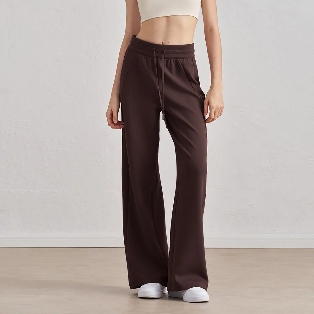 New Drawstring Straight Leg Sports Pants High Waisted Loose Casual Pants Wide Leg Slimming Fitness Pants