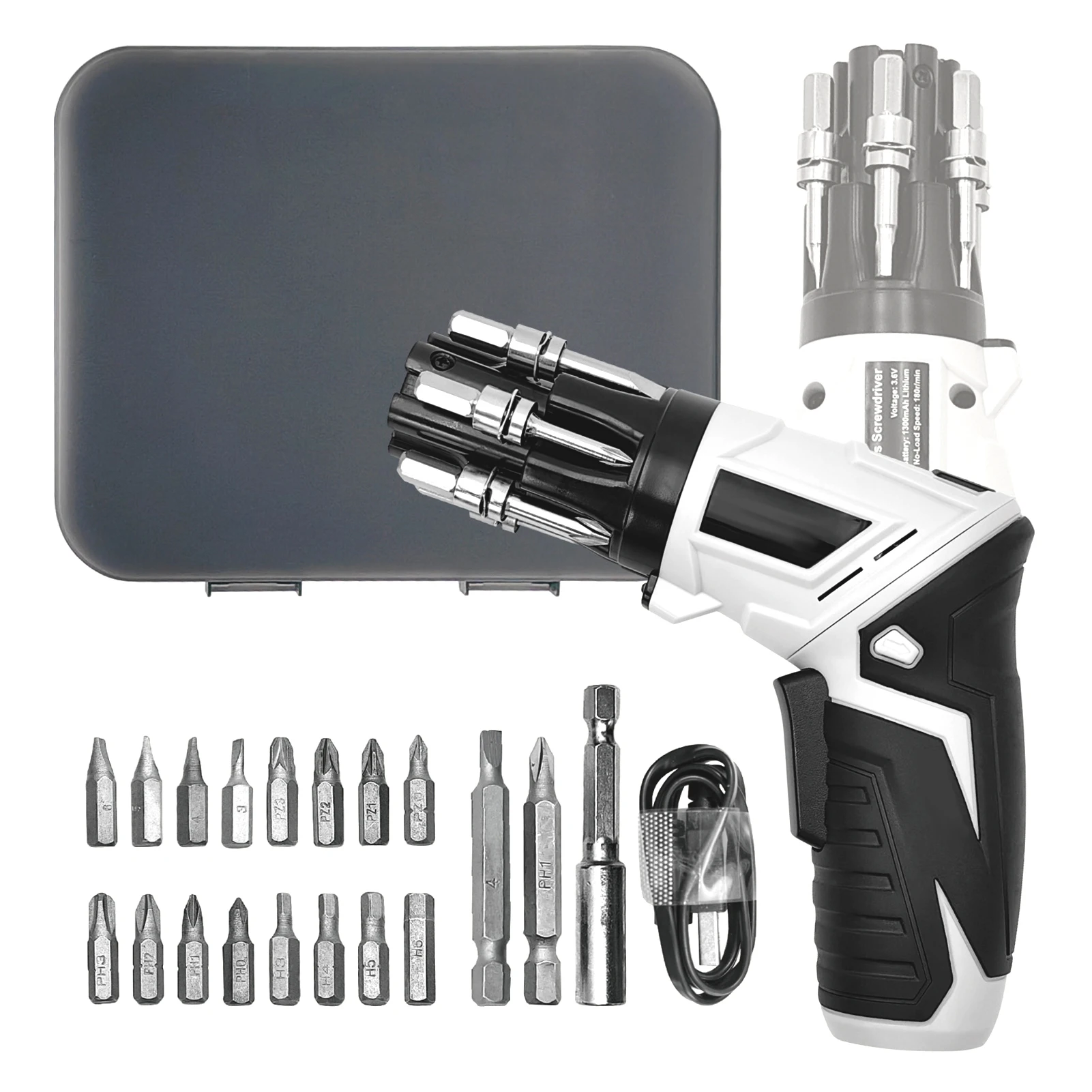 

Portable Cordless Electric Screwdriver 3.6V Rechargeable Battery 180° Rotating Handle Electric Screwdriver Kit for Home Repair
