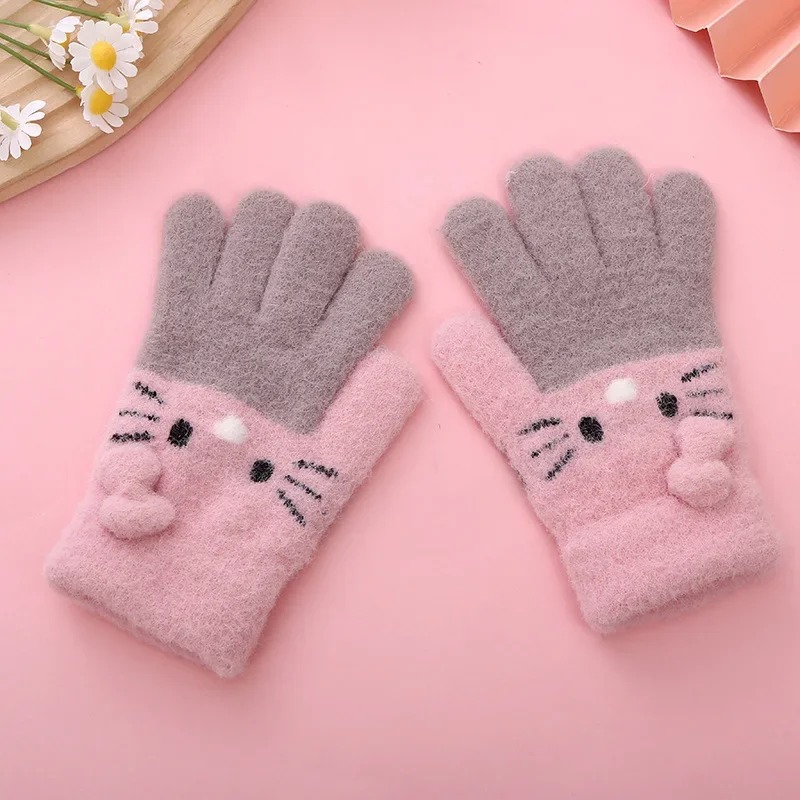 Sanrio Hello Kitty Winter Knitted Gloves for Child Kids Girls Cartoon Warm Cute Gloves Winter Gloves Kawaii Anime Accessories