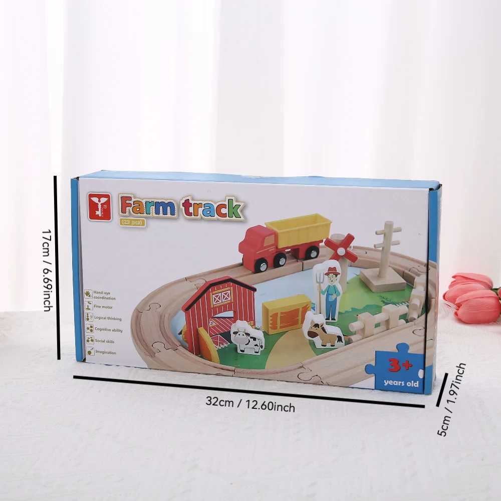 Drewniany pociąg na kółkach, zabawka edukacyjna dla dzieci, układanka, zestaw do składania, prezent urodzinowy dla chłopca i dziewczynki.