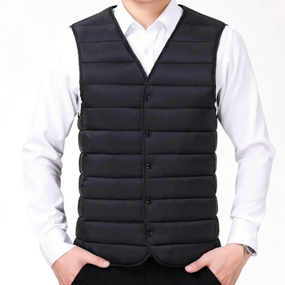 Plush Velvet Lining Cotton Waistcoat Heat Retention Father Winter Vest Men's Jacket Waistcoat Keep Warm Outerwear Dad Vest