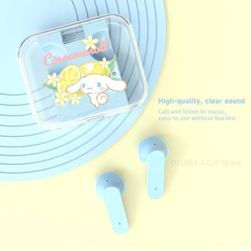 Sanrio bezprzewodowe słuchawki Bluetooth Kuromi Cinnamoroll Cute Cartoon słuchawki douszne HIFI dźwięk zestawy słuchawkowe z redukcją szumów długa