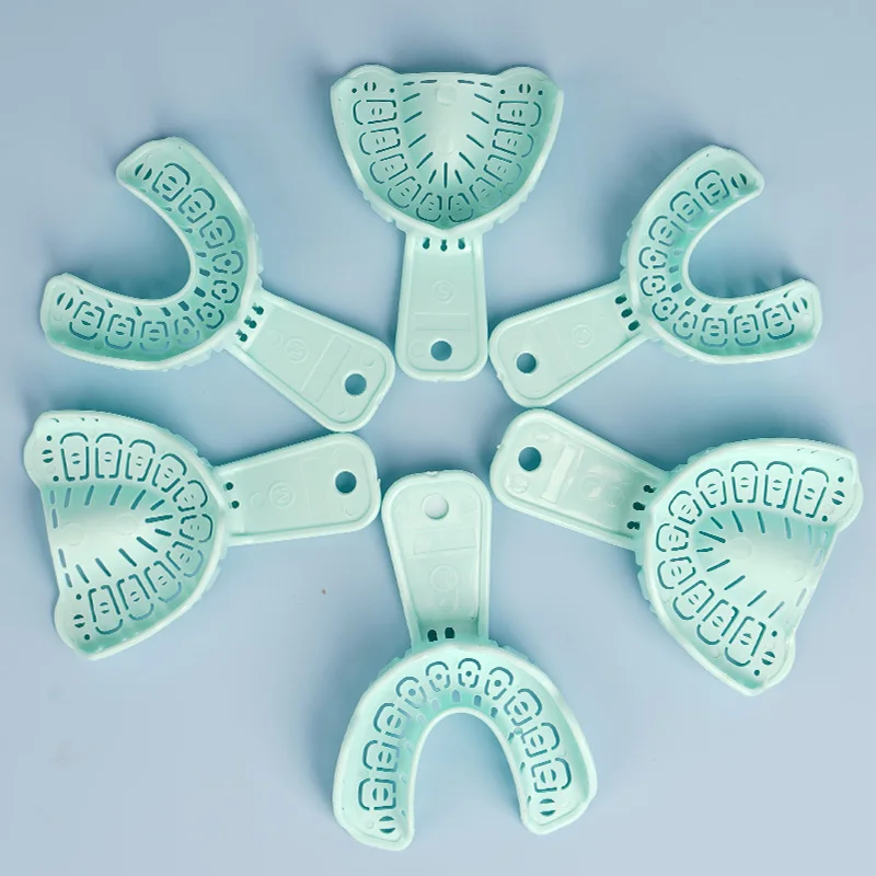 6 Pcs Dental Impression Tray Plastic Disposable Denture Trays Teeth Holder Removable Partial Mold S/M/L Dentistry Tools