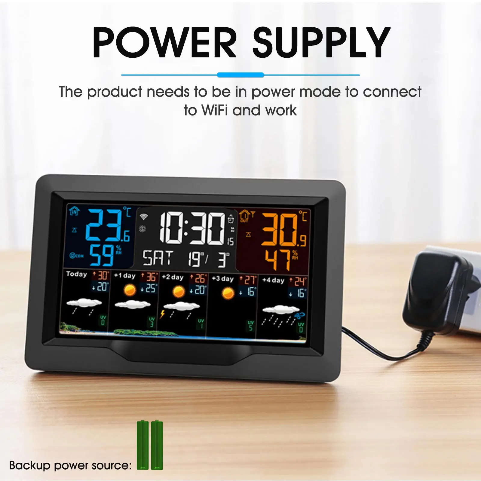 

Tuya WIFI Smart Weather Station Color Screen Alarm Clock Indoor Outdoor Temp Humidity Monitor APP Remote Home Thermo-Hygrometer
