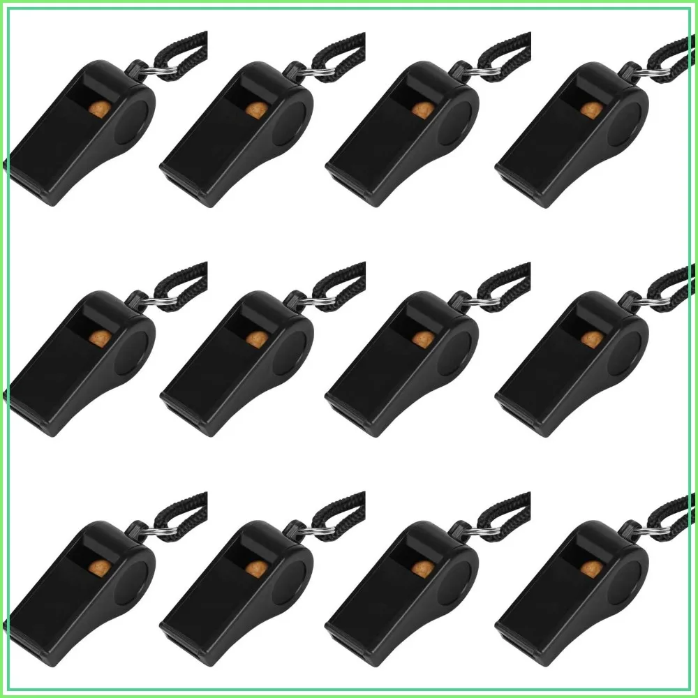 

Fya Plastic Whistle with Lanyard, Loud Clear Black Whistles for Coaches, Referees, Officials