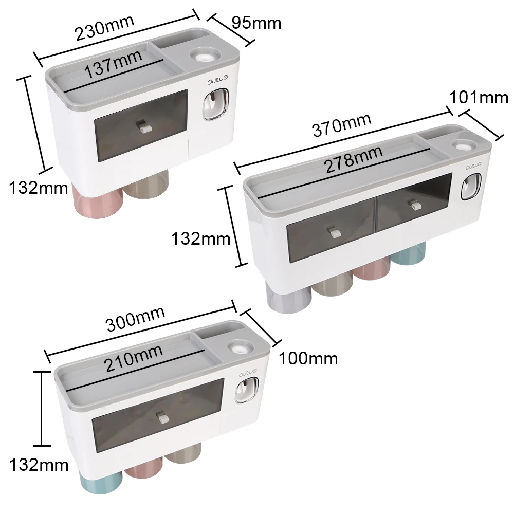 Multifunction Punch-Free Automatic With Magnetic Adsorption 2/3/4 Cup Toothbrush Holder Toothpaste Squeezer Dispenser