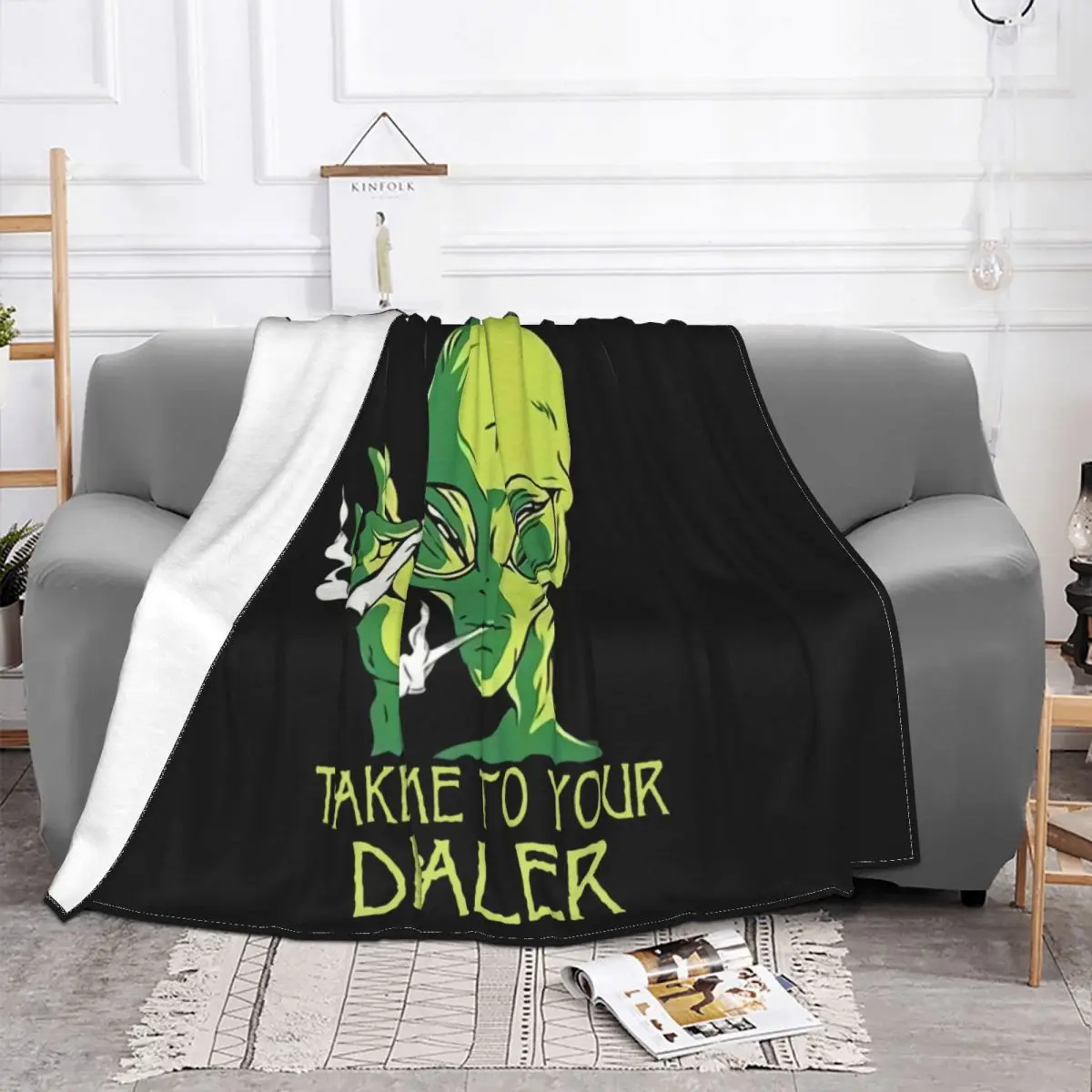 Alien Smoking Take Me To Your Dealer Swea Women Men Streetwear Male Many Colors Science Pop Throw Blanket