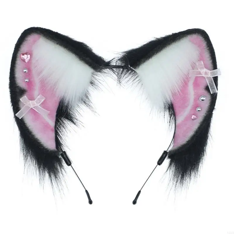

N5KB Foldable Ear Hairhoop for Women Roleplay Animes Maid Headband Party Costume Girl Subcultures Cosplay Hair Tool