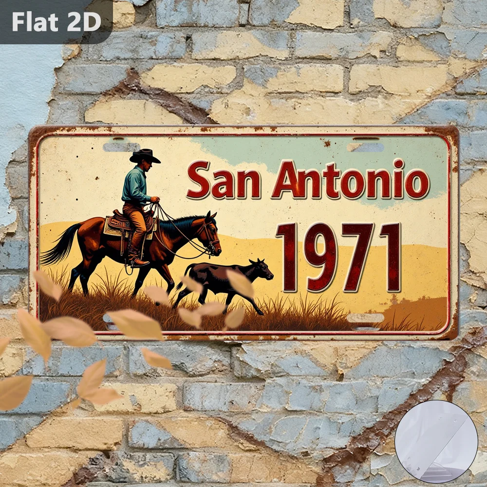 AL Sign - Vintage Durable Metal Plaque Wall Decor, San Antonio 1971 Western Cowboy Home Office Bar Man Cave Wall Art
