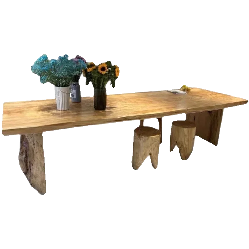 Nordic solid wood large board tea table Zhongdao water table log placement table