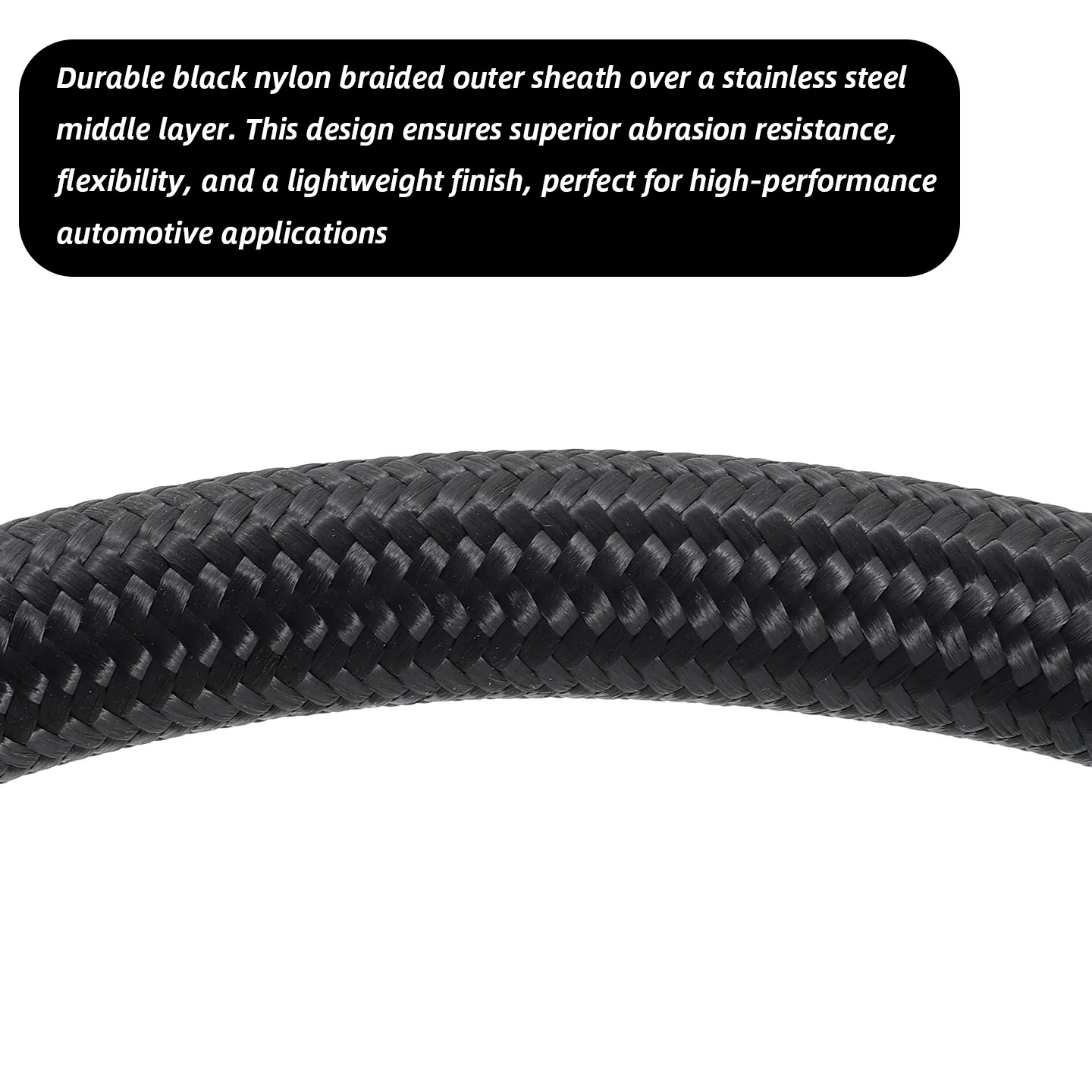 10AN CPE Fuel Line Braided Fuel Hose Nylon Black|Hose ID: 0.56 inch ; Hose OD: 0.78 inch