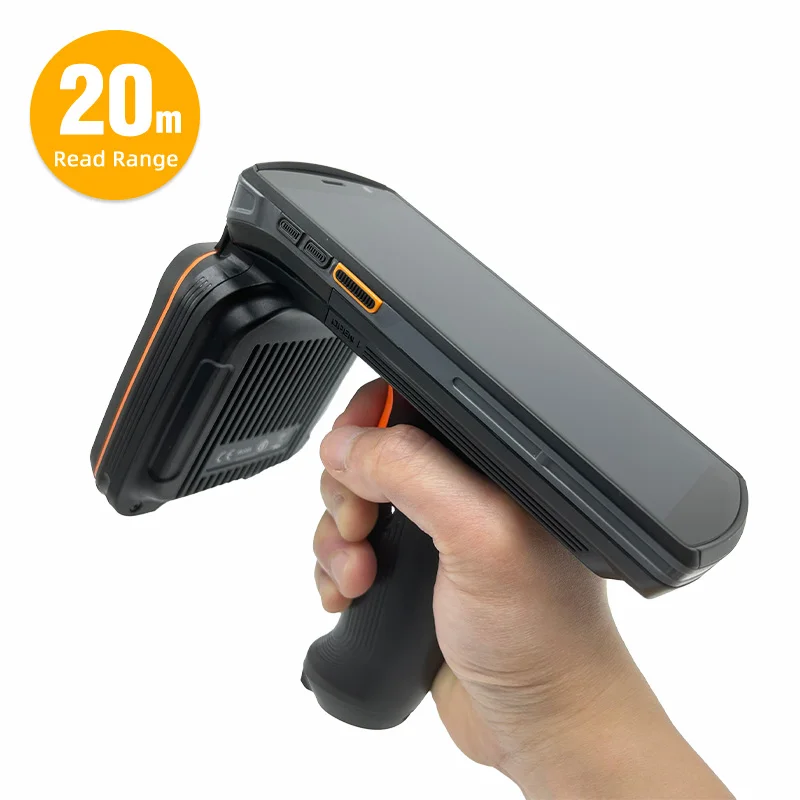 

Ручной RFID-считыватель дальнего действия 20 м, сборщик данных UHF, быстрый считыватель UHF RFID, портативный КПК, Android, сканер штрих-кода для склада