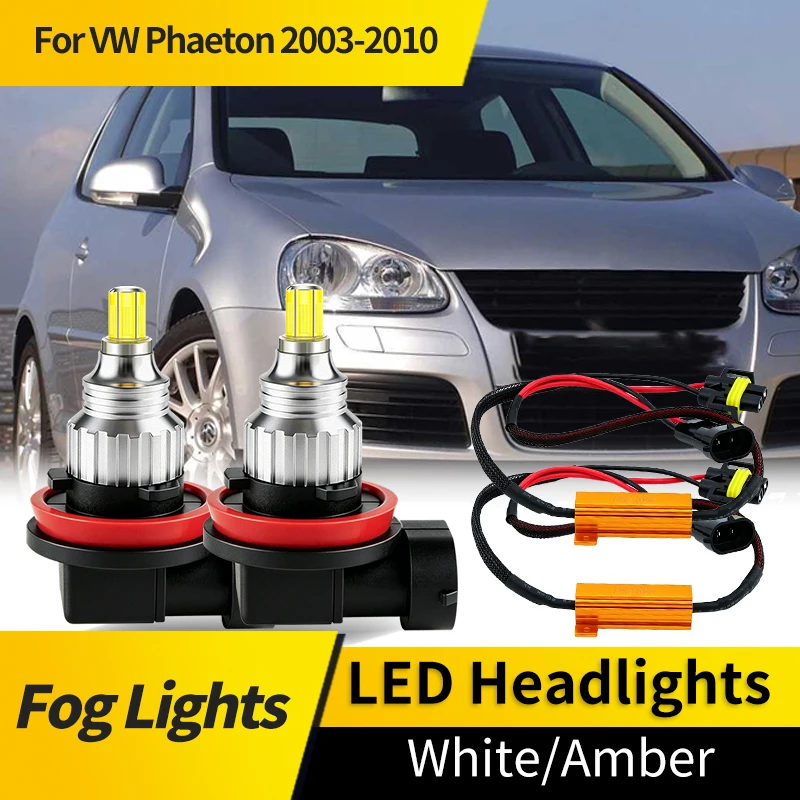 

2PCS Canbus H11 Led Super Bright Car Fog Light Bulbs For VW Phaeton 2003 2004 2005 2006-2010 H8 H16(JP) 6500K 12V Plug & Play