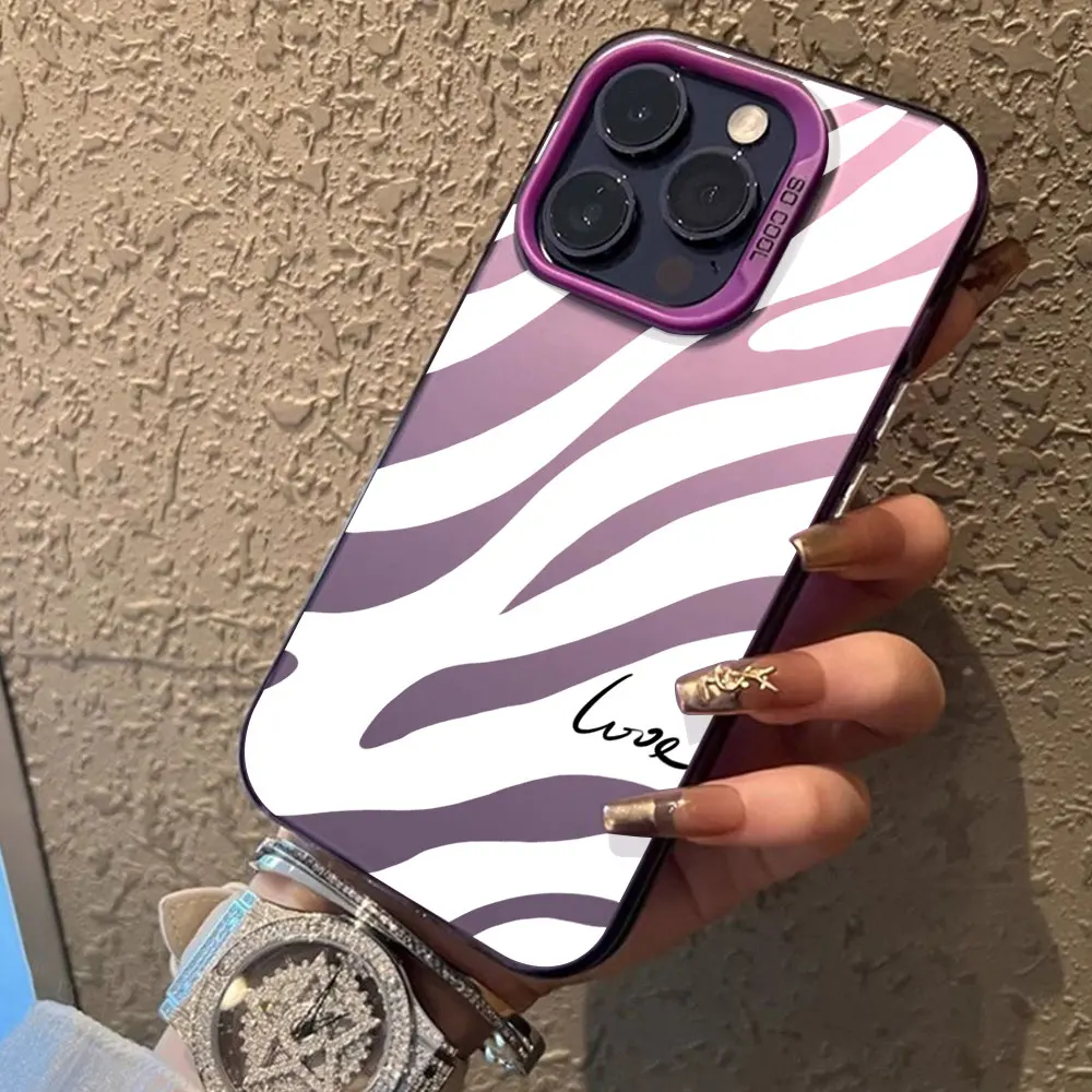 Case For Xiaomi Redmi Note 13 12 Pro Plus 5G Note 12 13 4G 5G 12S 12R 13R Protect Cover Silvery IMD Fashion Zebra Stripe Fundas