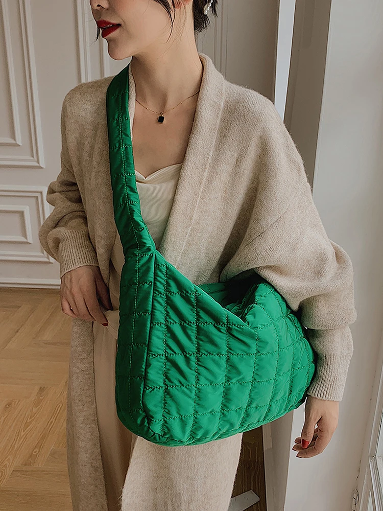 Fashion Women Checkered Shoulder Bags Solid Color Messenger Bag Large Capacity Handbags for Shopping Travel Supplies