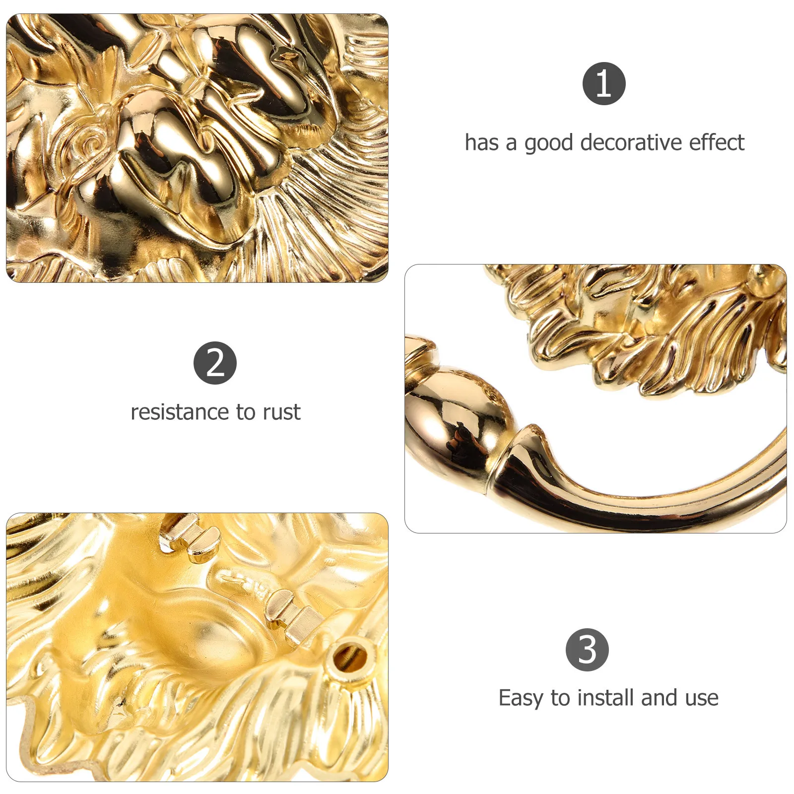 

Metal Lion Head Door Handle Durable Zinc Alloy Pull for Cabinet Drawer Wardrobe Vintage Gate Pull Handle