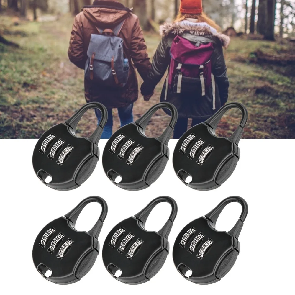 6Pcs Lightweight 3 Digit Password Padlock Resettable Metal Combination Lock Security Lock Travel Bags