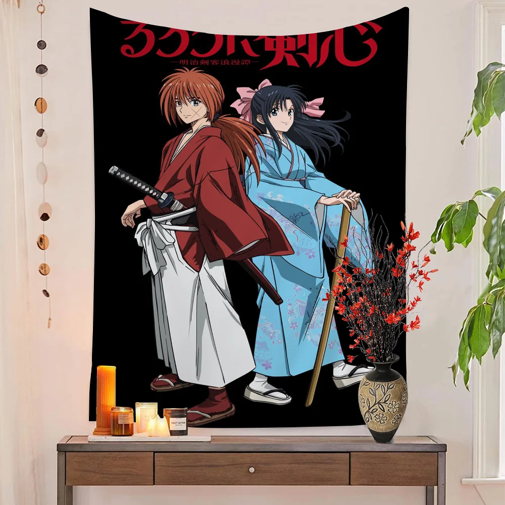 1PC Anime Rurouni Kenshin Tapestry Printed Large Wall Tapestry Art Science Fiction Room Home Decor Decor Blanket