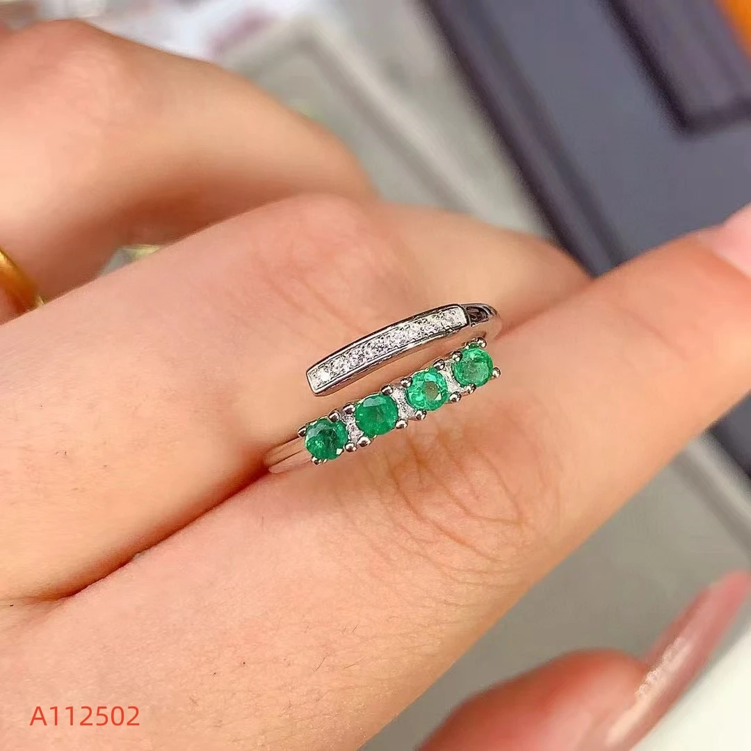 

KJJEAXCMY Fine Jewelry S925 Silver Exquisite Inlaid Natural Emerald Women's Ring High Clarity Gems Support Testing Birthday Gift