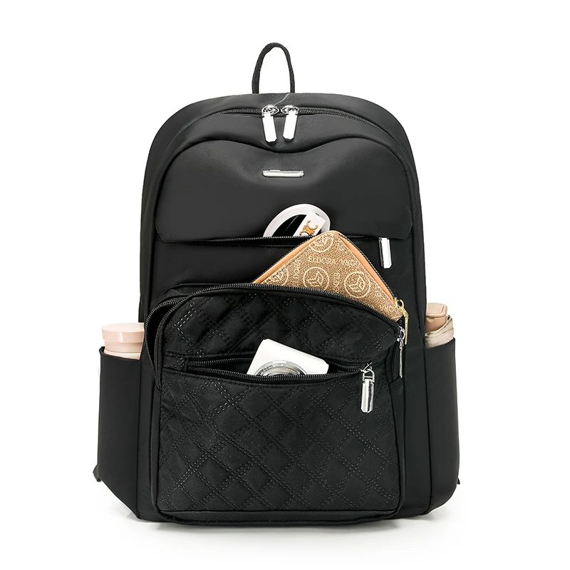 Fashion Plaid Commuter Daypack Women Waterproof Nylon Backpack Large Capacity School Bag Laptop Bag Lightweight Travel Rucksack view 6